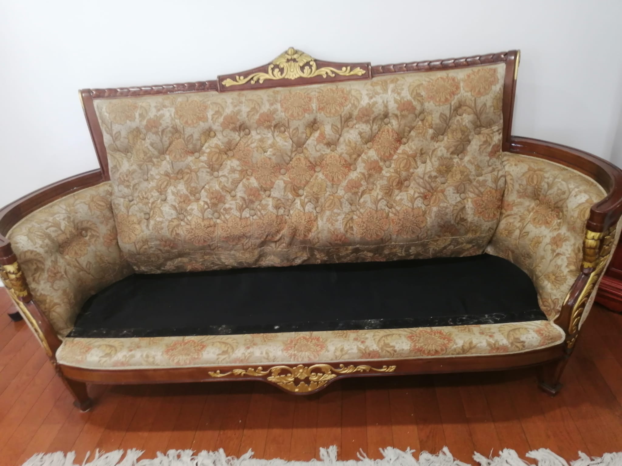 Ornate couch after cleaning