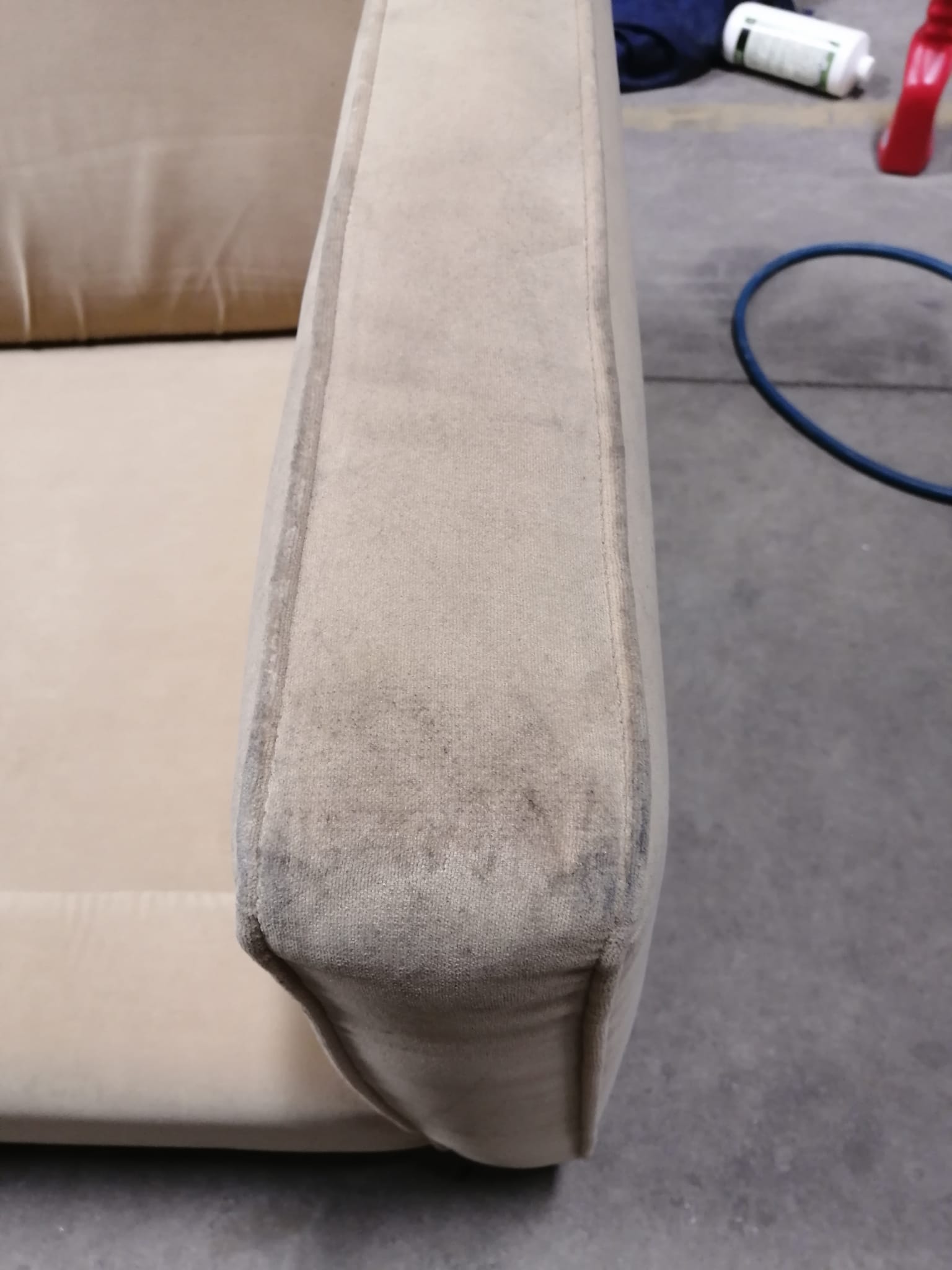 White sofa before cleaning